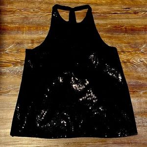 Lumiere Black Sequin Halter Top in Size Small. Holiday Party ready.